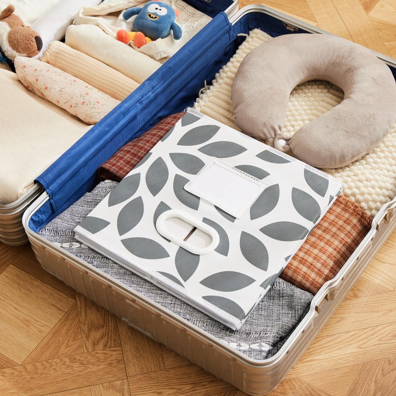 MAX Houser Fabric Storage Bins Cubes Baskets Containers with Dual Plastic Handles for Home Closet Bedroom Drawers Organizers, Flodable, Grey, Set of 4 - Image 5